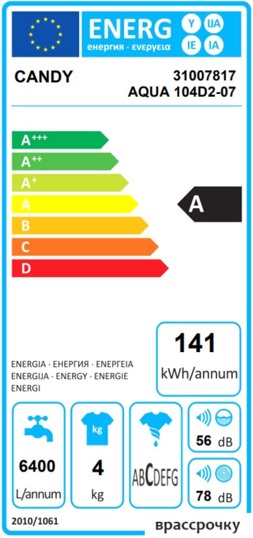 Стиральная машина Candy AQUA 104D2-07