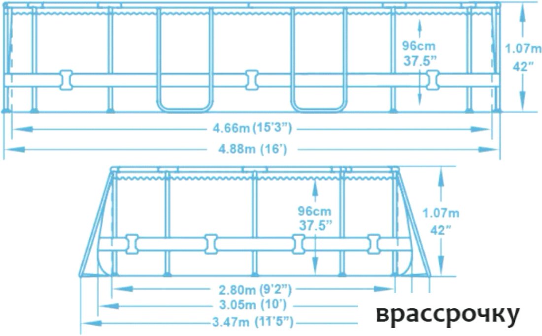 Каркасный бассейн Bestway Power Steel 56448 (488х305х107)