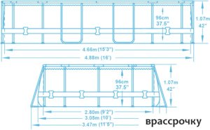 Каркасный бассейн Bestway Power Steel 56448 (488х305х107)